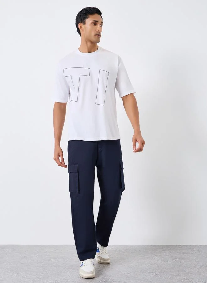 Men Navy Blue Relaxed Cargo Pants